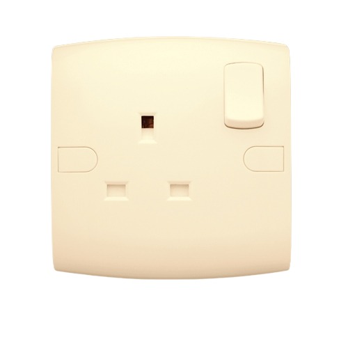 Electrical Switch Socket 2 Way 13 Amp 7x7 cm Beige ALF Classic | Al Fanar